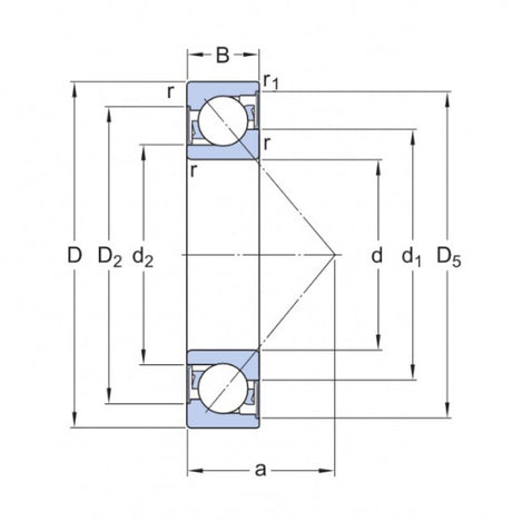 SKF 7307 BE-2RZP kuličkové ložisko s kosoúhlým stykem