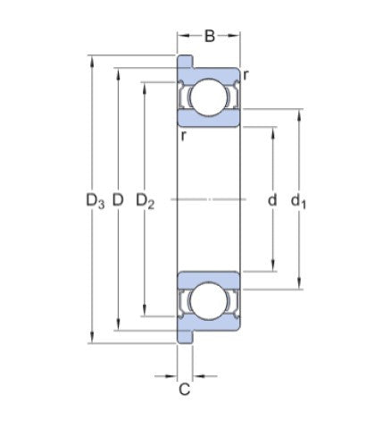 SKF W 637/8 R-2Z nerezové kuličkové ložisko s přírubou