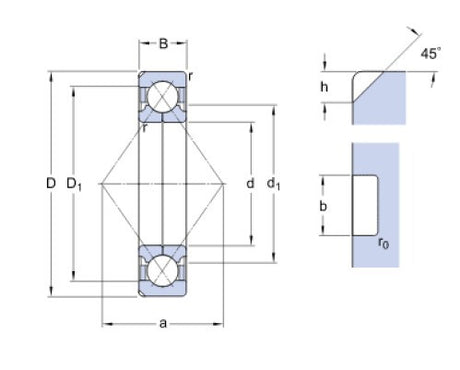 SKF QJ 222 N2MA/C4B20 čtyřbodové ložisko