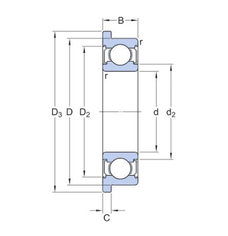 SKF W 623 R-2Z (SF623-2Z)nerezové kuličkové ložisko s přírubou