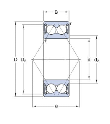 SKF 3308 A-2RS1TN9/C3MT33 kuličkové ložisko s kosoúhlým stykem